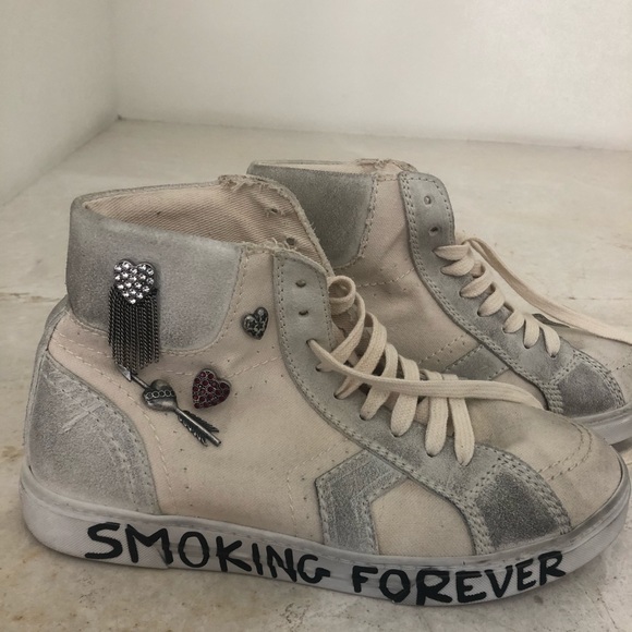 Saint Laurent cream mid-top "Smoking Forever" - Picture 7 of 7